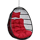 Alternate image 0 for Sunnydaze Outdoor Resin Wicker Patio Julia Hanging Basket Egg Chair Swing with Cushions and Headrest - Red - 2pc