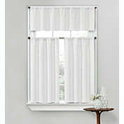 Kate Aurora Complete Textured 3 Piece Café Kitchen Curtain Tier & Valance Set - 56 in. W x 15 in. L, White