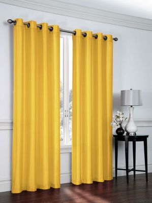 GoodGram Artisan Faux Silk Grommet Curtain Panel - 52 in. W x 84 in. L, Yellow