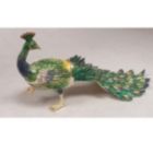 Alternate image 0 for Green and Blue Peacock Bird Bejeweled Crystal Jewelry Trinket Box