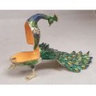 Alternate image 1 for Green and Blue Peacock Bird Bejeweled Crystal Jewelry Trinket Box