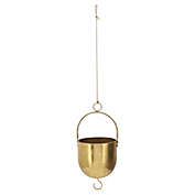 Kingston Living 14" Gold Round Bowl Hanging Planter with Handle and Hook