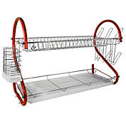 Better Chef 2-Tier 22 in. Chrome Plated Dish Rack in Red
