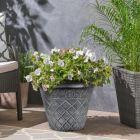 Alternate image 1 for Garden Elements Outdoor Diamond Banded Plastic Planter, Silver, 14.75"