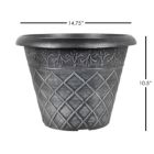Alternate image 2 for Garden Elements Outdoor Diamond Banded Plastic Planter, Silver, 14.75"