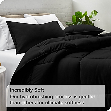Bare Home Comforter Set - Goose Down Alternative - Ultra-Soft - Hypoallergenic - All Season Breathable Warmth (Queen, Black). View a larger version of this product image.
