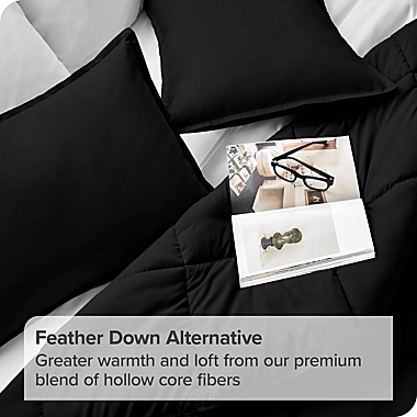 Bare Home Comforter Set - Goose Down Alternative - Ultra-Soft - Hypoallergenic - All Season Breathable Warmth (Queen, Black). View a larger version of this product image.