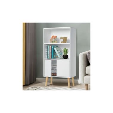 Hommpa 3 Shelf Wooden Bookshelf with 2 Doors Cabinet. View a larger version of this product image.