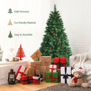 Costway 6 Feet Pre-Lit Christmas Spruce Tree with 790 Tips and 350 Lights. View a larger version of this product image.