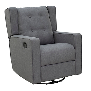 HOMCOM Wingback Recliner Chair Manual Rocking Sofa 360° Swivel Glider with Button Tufted, Padded Seat, Single Home Theater Seating for Living Room Bedroom, Grey. View a larger version of this product image.