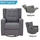 Alternate image 2 for HOMCOM Wingback Recliner Chair Manual Rocking Sofa 360° Swivel Glider with Button Tufted, Padded Seat, Single Home Theater Seating for Living Room Bedroom, Grey