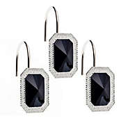 Carnation Home Fashions "Tiffany" Bejeweld Resin Shower Curtain Hooks - 1.5" x 1.5", Black