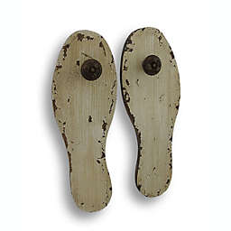 Manual Distressed Finish Antique White Wooden Shoe Sole Wall Pegs