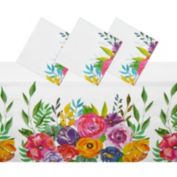 Sparkle and Bash 3 Pack Floral Plastic Tablecloth for Wedding, Birthday, Tea Party (54 x 108 In)
