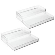 mDesign Plastic Kitchen Tiered Canned Food Storage Shelves - 2 Pack - Clear
