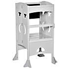 Alternate image 1 for Qaba Kids Foldable Kitchen Step Stool with Chalkboard and Lockable Handrail for Children 3-6 Years Old, Grey
