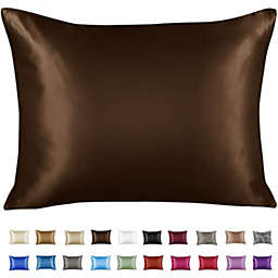 SHOPBEDDING Satin Pillowcase with Zipper - Standard Satin Pillowcase with Zipper, Brown (1 per Pack) By BLISSFORD