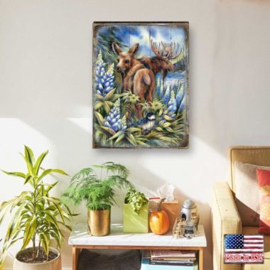 Designocracy Easily A'Moosed in Lupine Wall Art Pallet by Jody Bergsma. View a larger version of this product image.