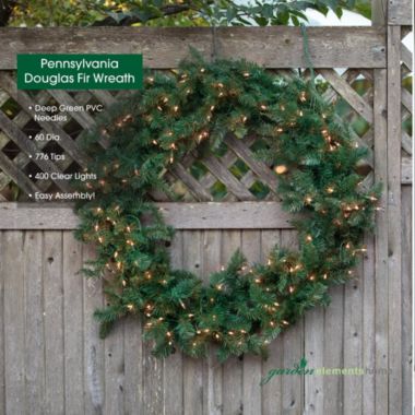 Garden Elements Diameter Douglas Fir Electrical Christmas Wreath, Clear Lights, 60". View a larger version of this product image.