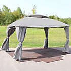 Alternate image 2 for Sunnydaze Soft Top Rectangle Patio Gazebo with Screens and Privacy Walls for Backyard, Garden or Deck - 10&#39; x 13&#39; - Gray