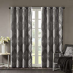 JLA Home SUNSMART Bentley Total Blackout Curtains Window, Ogee Knitted Jacquard, Grommet Top Living Room Decor, Thermal Insulated Light Blocking Drape for Bedroom and Apartments, 50