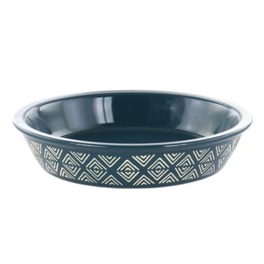 10 Inch Wax Relief Stoneware Tierra Pie Dish in Blue. View a larger version of this product image.