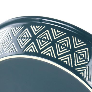 10 Inch Wax Relief Stoneware Tierra Pie Dish in Blue. View a larger version of this product image.