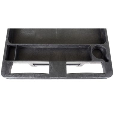 Luxor 24.5" x 45.5" Heavy Duty Utility Tub Cart - Two Shelves with Outrigger Utility Cart Bin. View a larger version of this product image.