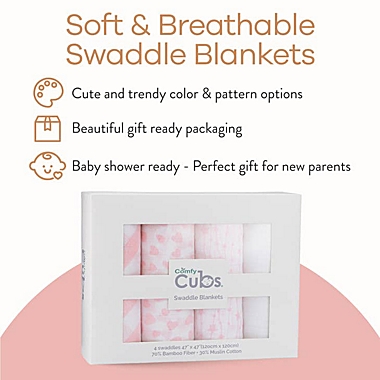 Muslin Swaddle Blankets Neutral Receiving Blanket Swaddling, Wrap for Boys and Girls, Baby Essentials, Registry & Gift by Comfy Cubs (Pink). View a larger version of this product image.