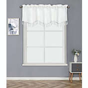 Kate Aurora Luxurious Solid Colored Scalloped Rod Pocket Window Valance With Crystal Beaded Trim - White