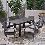Contemporary Home Living 6-Piece Natural Finish Outdoor Furniture Patio Expandable Dining Set