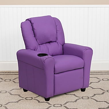 Flash Furniture Contemporary Lavender Vinyl Kids Recliner With Cup Holder And Headrest - Lavender Vinyl. View a larger version of this product image.