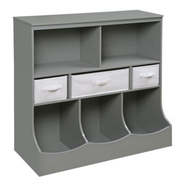 Badger Basket Co. Combo Bin Storage Unit with Three Baskets - Gray. View a larger version of this product image.