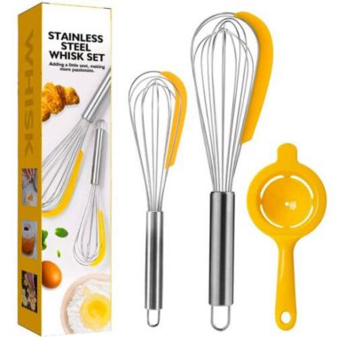 Infinity Merch 2pc 10"+13" Stainless Steel Whisk with Silicone Scraper. View a larger version of this product image.