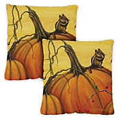 Toland Home Garden Set of 2 Pumpkin Portrait Outdoor Patio Throw Pillow Covers 18"