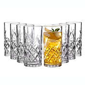 Royalty Art Kinsley Tall Highball Glasses Set of 8, 12 oz. cup, Clear