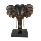 Alternate image 0 for Things2Die4 Wooden Carved African Elephant Head Bust Sculpture W/ Stand Home Decor Wall Art