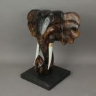 Alternate image 1 for Things2Die4 Wooden Carved African Elephant Head Bust Sculpture W/ Stand Home Decor Wall Art