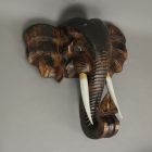 Alternate image 2 for Things2Die4 Wooden Carved African Elephant Head Bust Sculpture W/ Stand Home Decor Wall Art