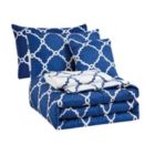 Alternate image 2 for Lux Decor Collection King Comforter Set - 5 Piece Soft and Comfortable Down Alternative King Size Comforter (Quatrefoil Navy Blue)