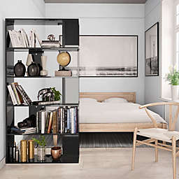 vidaXL Book Cabinet/Room Divider High Gloss Black 31.5