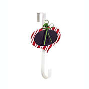 Diva At Home 18" Red and White Striped Chalkboard Christmas Ornament Wreath Door Hanger