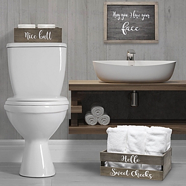 Details about   Elegant Designs 3 Piece Home Cheeky Wood Bathroom Set Small/Rustic Gray 