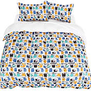 PiccoCasa Cutey Kids Kids Duvet Cover Set, 5 Piece Bedding Set Soft Fade & Wrink Dinosaur Print with 2 Pillowcases Fitted Sheet Flat Sheet Full