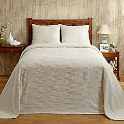 Better Trends Natick Collection Wavy Channel Stripes Design 100% Cotton Tufted Twin Bedspread - Ivory