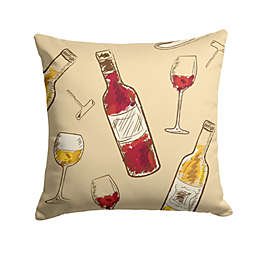 Caroline's Treasures Red and White Wine Fabric Decorative Pillow 14 x 14