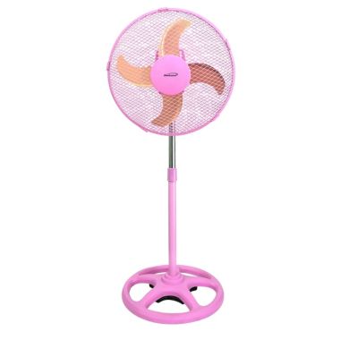 Brentwood 3 Speed 12in Oscillating Stand Fan in Pink. View a larger version of this product image.