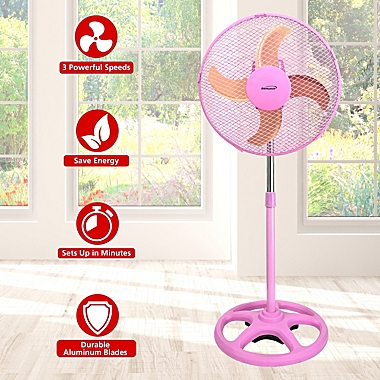 Hot Pink Premier Housewares Oscillating Floor Standing Fan with 3 Speeds 