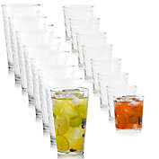 Gibson Home Great Foundations 16 Piece Tumbler and Double Old Fashioned Glass Set in Square Pattern