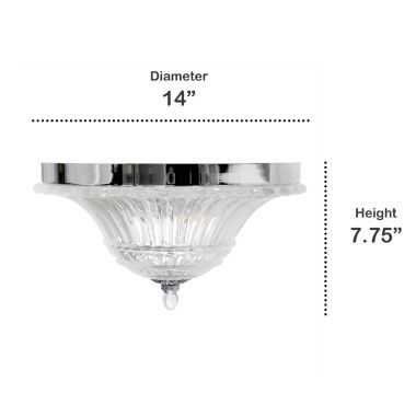Lalia Home Blossom 2 Light Glass Ceiling Flush Mount, Chrome. View a larger version of this product image.